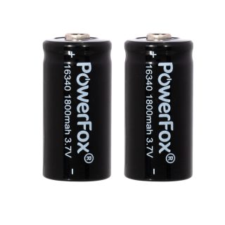 PowerFox 16340 rechargeable Li-ion batteries, two-pack for compact lasers