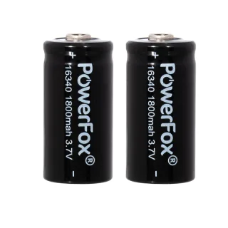 PowerFox 16340 rechargeable Li-ion batteries, two-pack for compact lasers
