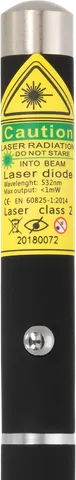 Green laser pen X1 – close-up of the warning label with the laser class