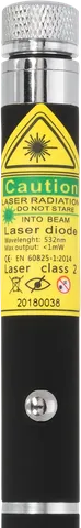 Green laser pen X2 – close-up of the warning label with the laser class
