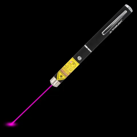Violet laser pen Z1 with visible laser beam in the dark